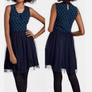 Anthropologie Weston Wear Tulle Navy and Teal Dress Size XS